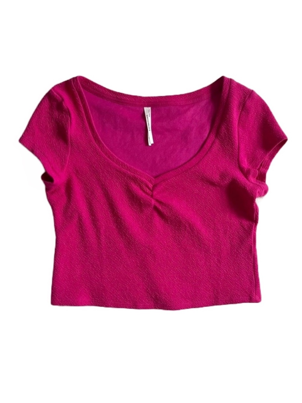 Anthropologie By Anthropologie Ruched Sweetheart Crop Top Short Sleeve Medium